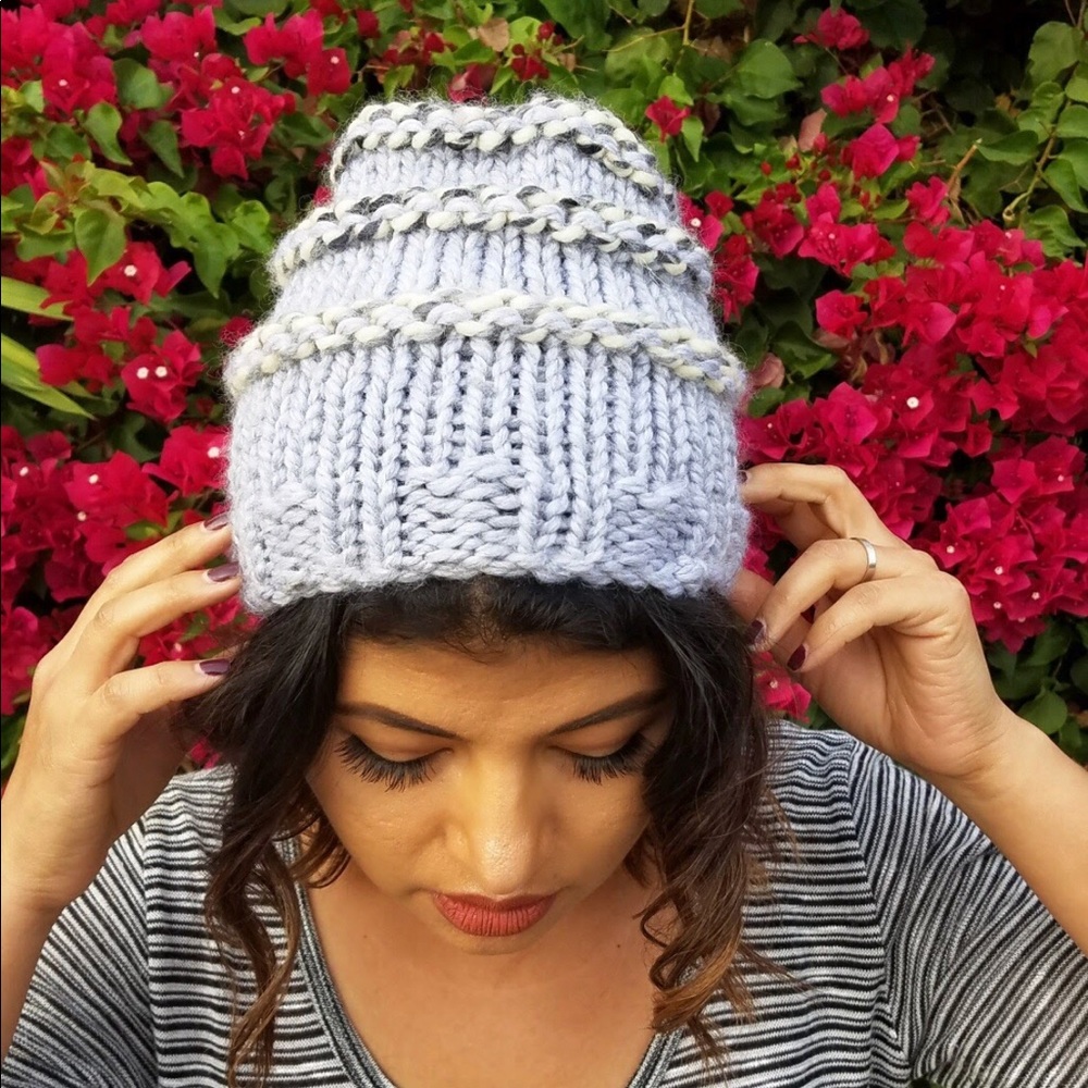 Chunky Knit Grey Beanie