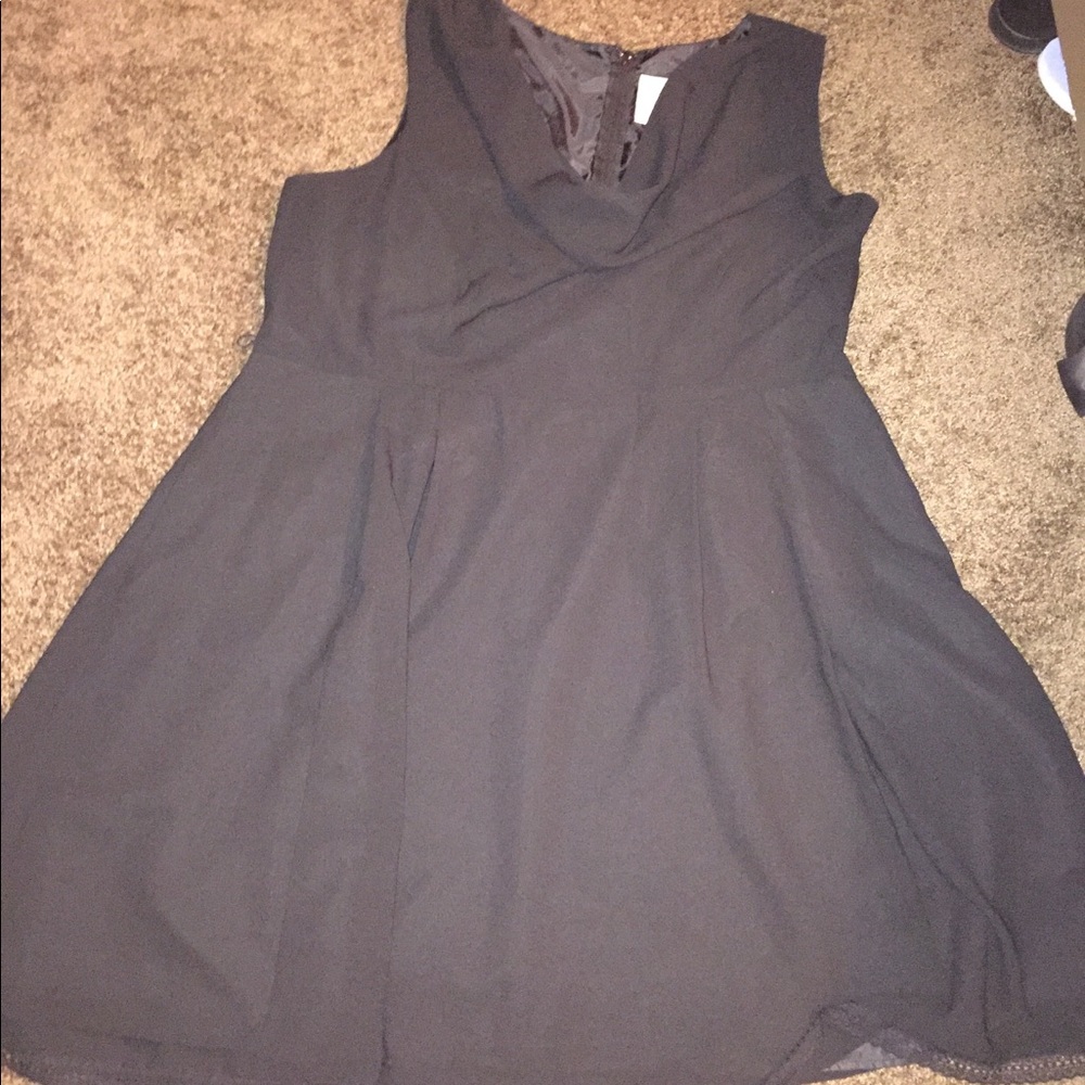 3x black cow neck dress