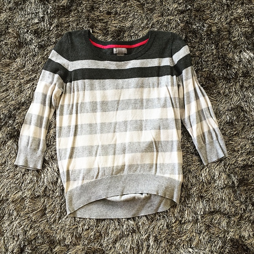 JCPenny Cashmere Blend Striped Crew Neck Sweater