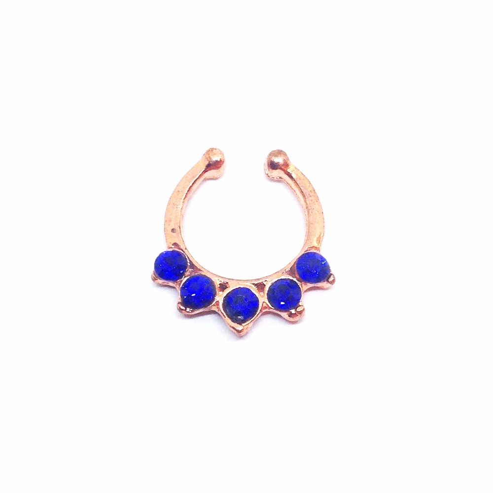 Faux Septum Ring in Rose Gold tone + Jewels