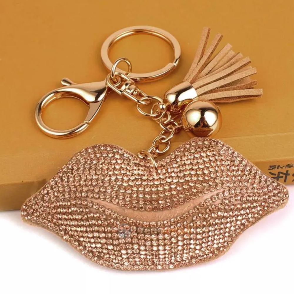 ✨Sparkly Golden💋Lips Decorative Purse Chain🔅NWT