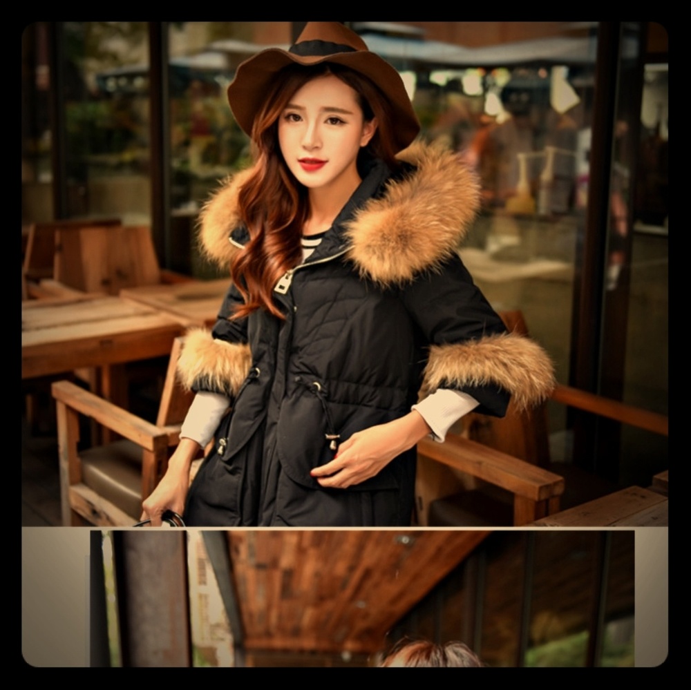 Puffer coat with duck  down filled real fur