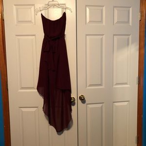Maroon Casual High Low Dress