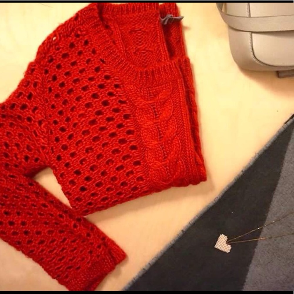 Red Cable Knit Sweater