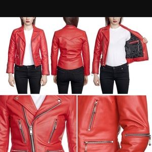 Women’s Straight to Hell Red Leather jacket