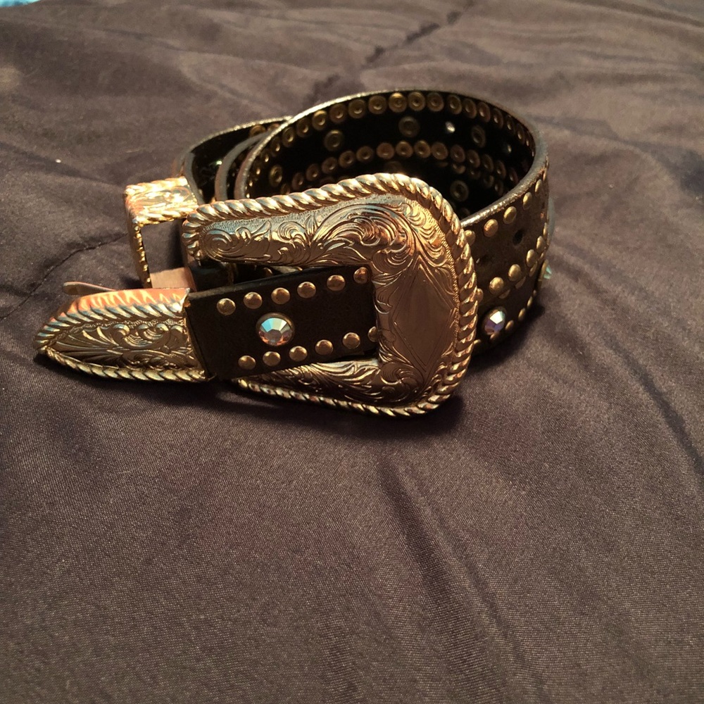 Gold Buckle Rhinestone Kids Show Belt