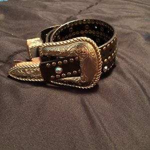 Gold Buckle Rhinestone Kids Show Belt
