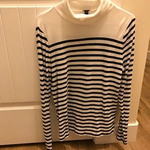 J Crew Navy/Cream Striped Turtleneck