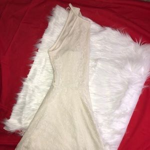 Cream lace halter top flowy dress