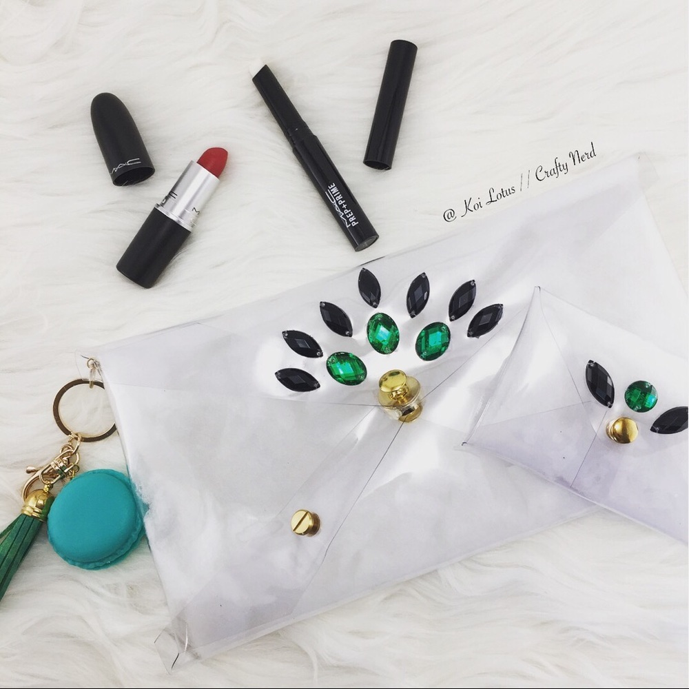 Green/Black - Vinyl Clutch Bag Set