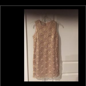 Classy comfortable gold metallic & taupe lace