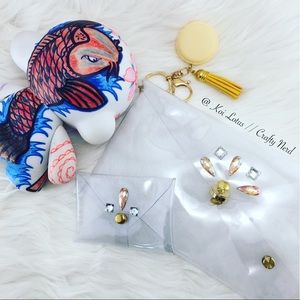 Yellow - Beautiful Handmade Vinyl Clutch Bag Set