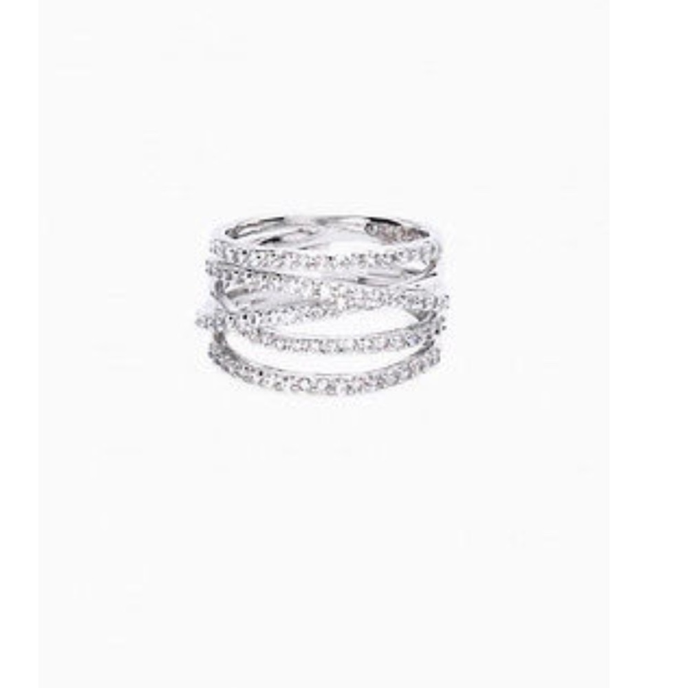 Stella and Dot Silver Pave Ring, size 7 used