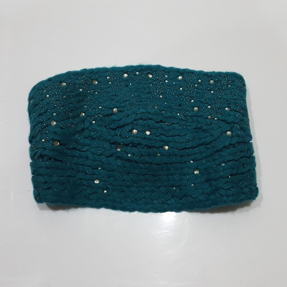 Teal ear band w rhinestones