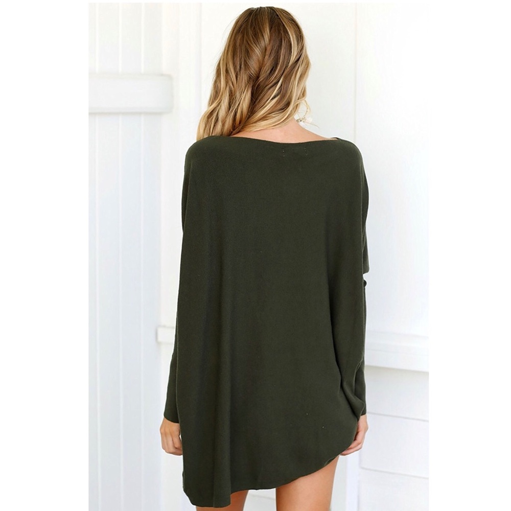 ‘Brexley’ Army Green Batwing Sleeve Top - Picture 3 of 5