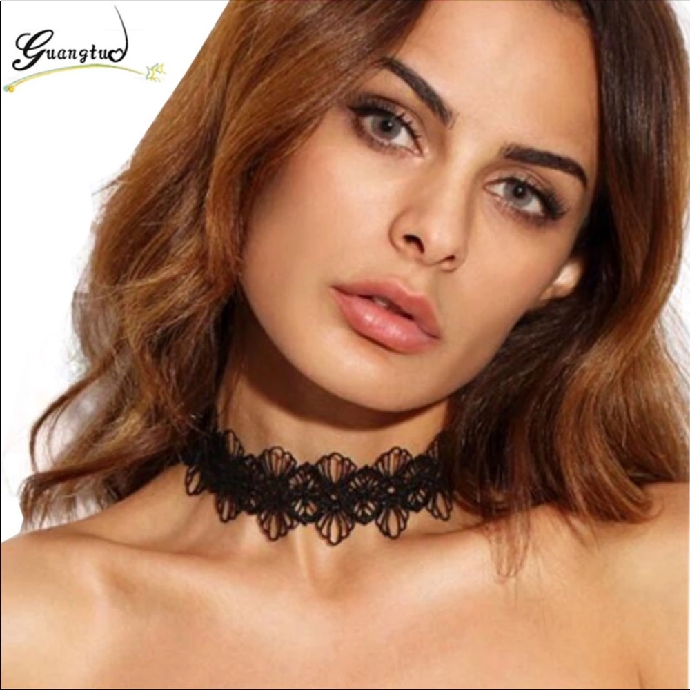 Black Lace Chocker Floral Sexy Necklace