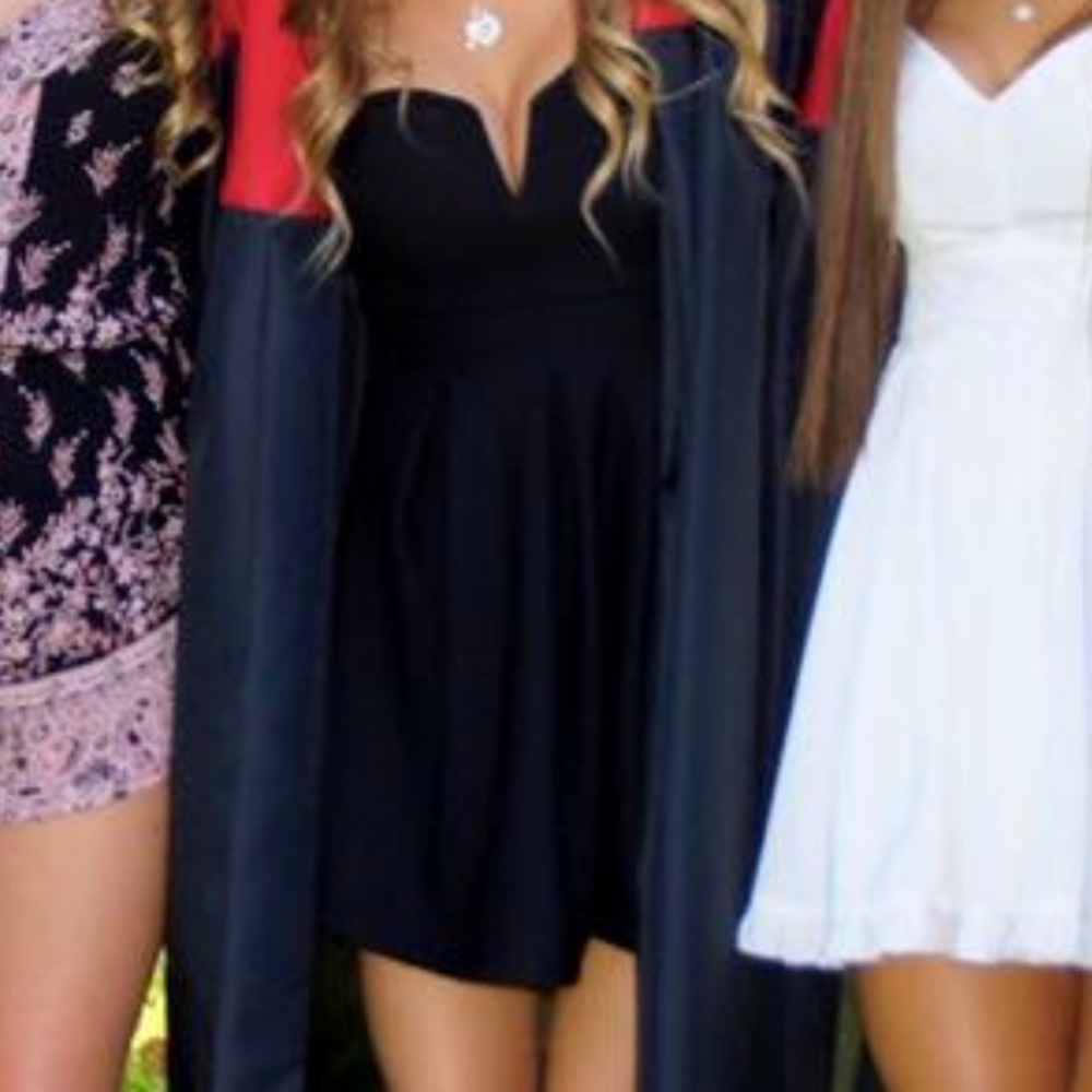 Black strapless mini dress