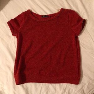 Red shirt sleeve sweater shirt