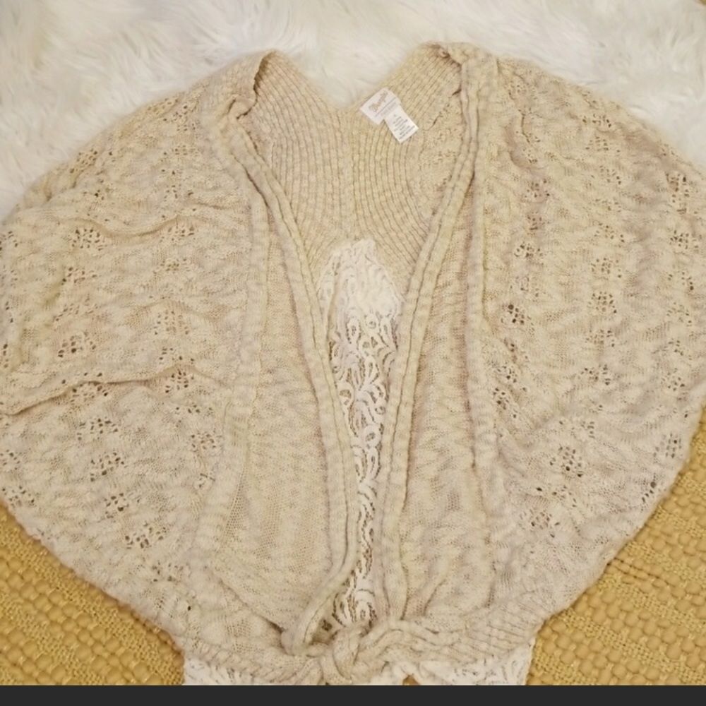 Crochet & Lace Tie-front Shrug - Perfect for Fall!