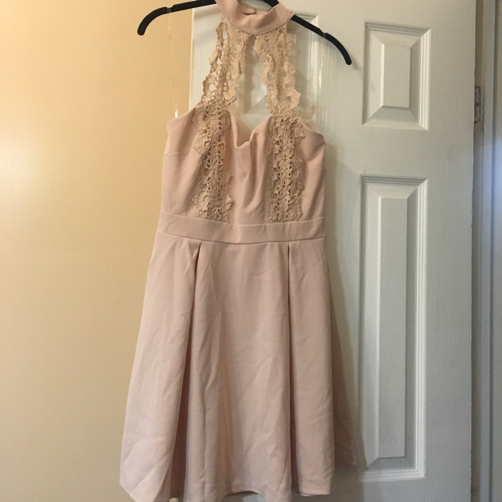 Crochet high neck skater dress