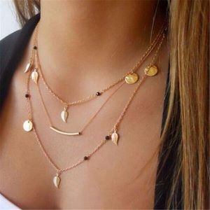 🍃 Lovely Triple Layered Bar Leaf Coin Boho Necklace 🍃