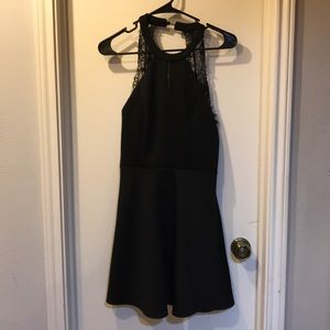 Black Open Front Skater Dress