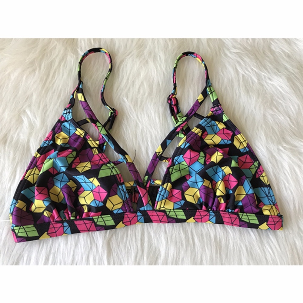 Asos Swim Color Geometric Bikini Top Sz 8