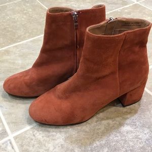 Rusty orange suede ankle booties