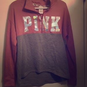 Vs half zip pink rose and gray
