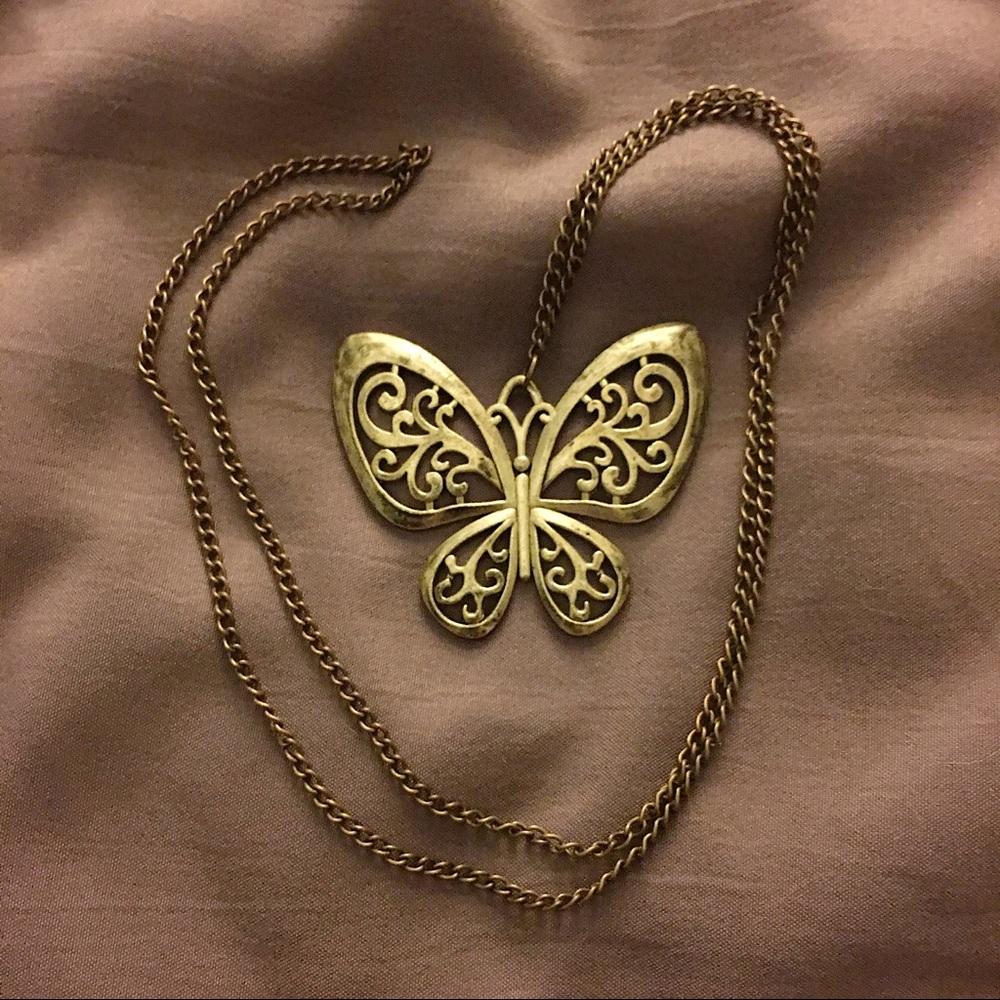 Distressed Butterfly Necklace
