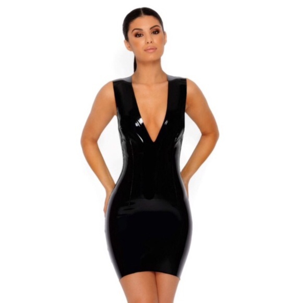 Black latex dress