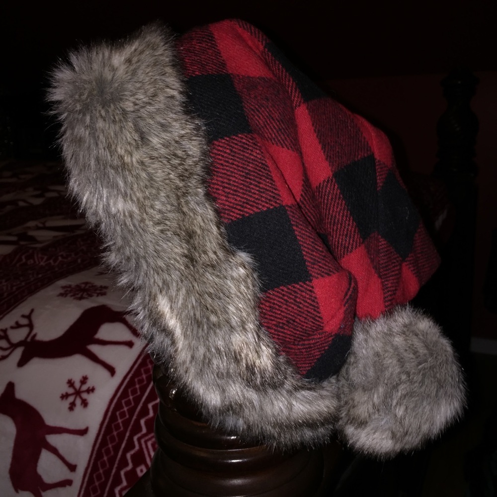 Eddie Bauer Plaid Santa Hat