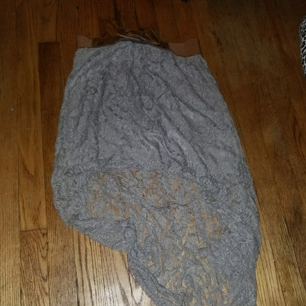 High low skirt with attached belt