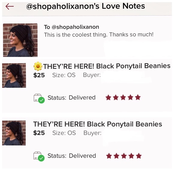 🎁🌼LAST ONE SALE🌼🎁 Black Ponytail Beanies - Picture 4 of 4