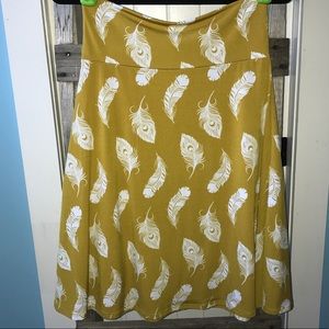 Lularoe Azure Skirt -Mustard Yellow with Feathers!