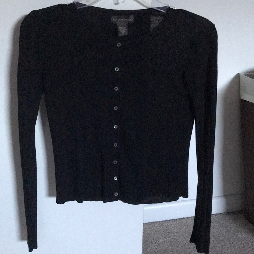 Banana Republic cardigan black silk rayon XS