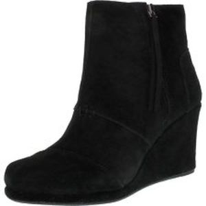Never worn TOMS Black Wedge Booties Woman 7.5