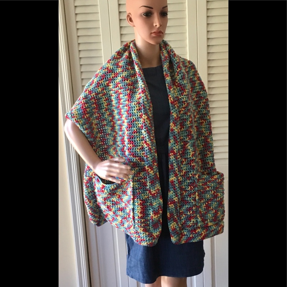 UNIQUE!💥🌺🌻Handcrafted🌺Blanket Sweater! NEW!
