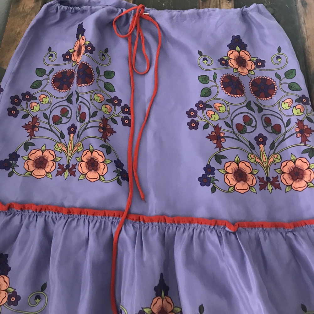 Anthropologie Silk-like Floral Skirt Size XS