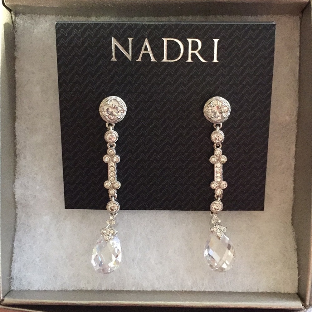 Nadri Silver and Crystal Drop Earrings