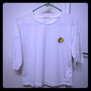 Women's Embroidered Smiley Face T-shirt