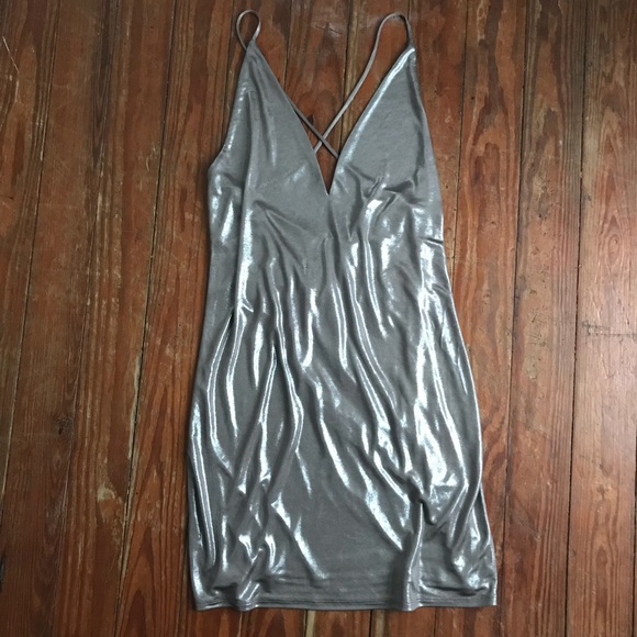 Express Dresses & Skirts - NWT•Express•Metallic V-Neck Slip Dress•XS