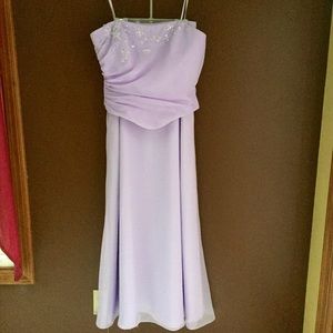 Two Piece Lilac Beaded Gown With Stole
