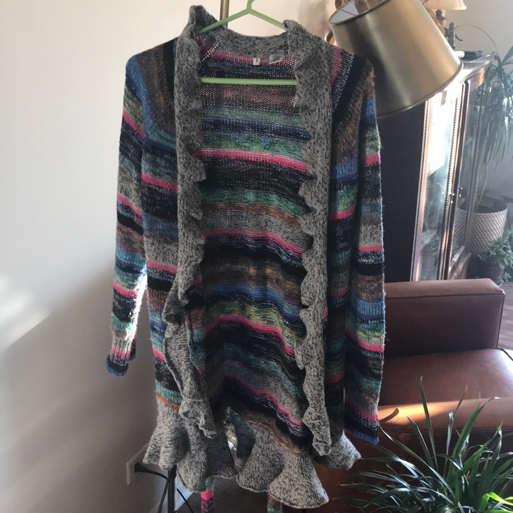 Anthropologie Multi-Color Ruffle Sweater