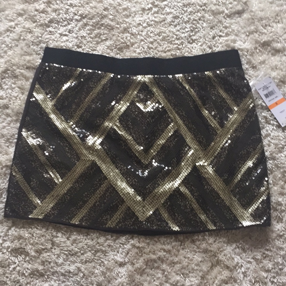 Black & Gold Sequin Mini Skirt