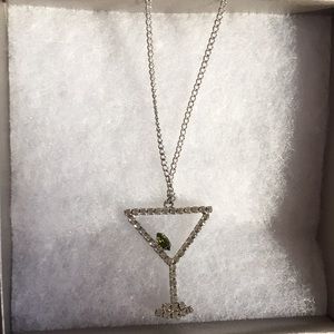 Fun, Crystal Martini Glass Necklace 🍸