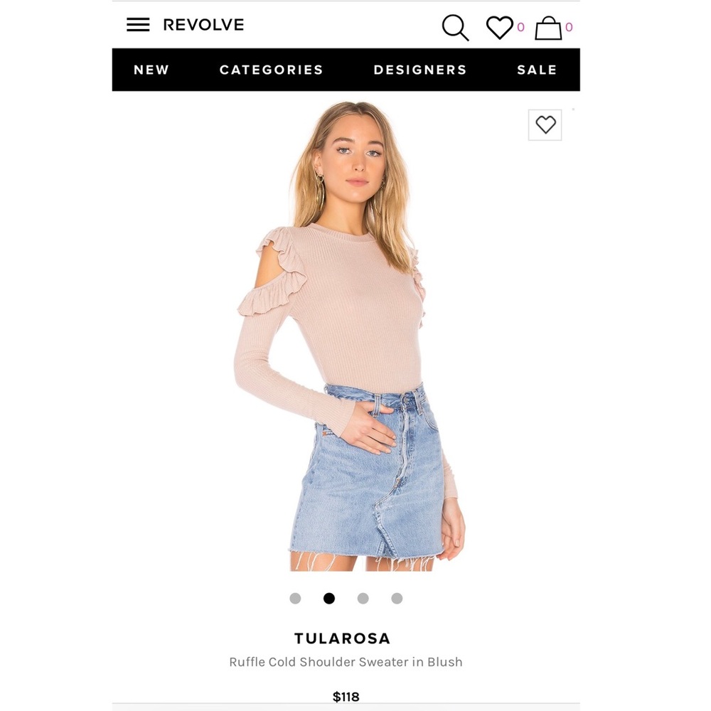 Tularosa Ruffle Cold Shoulder Sweater.