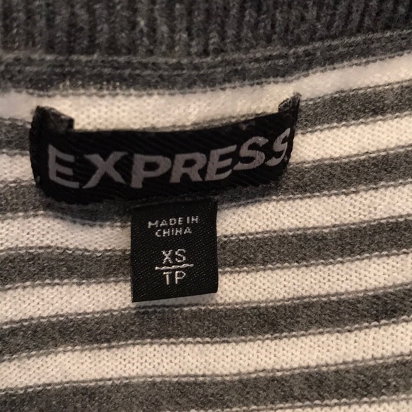 Gray and white striped sweater short sleeve top - Picture 5 of 7