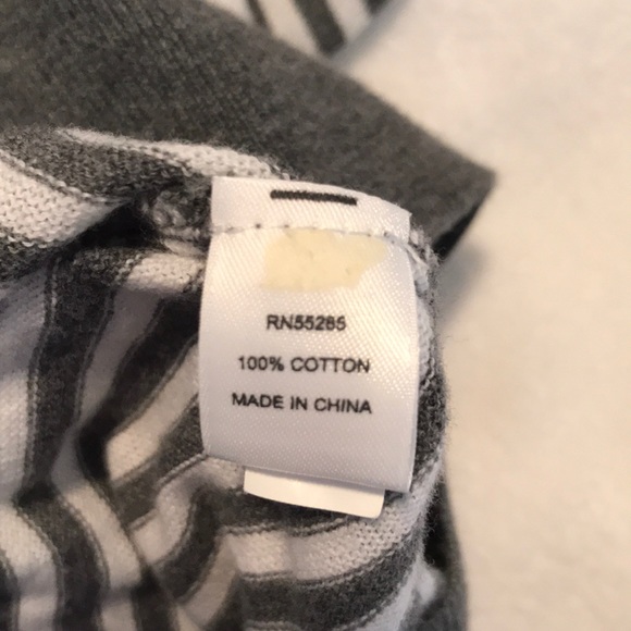 Gray and white striped sweater short sleeve top - Picture 6 of 7