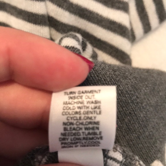 Gray and white striped sweater short sleeve top - Picture 7 of 7